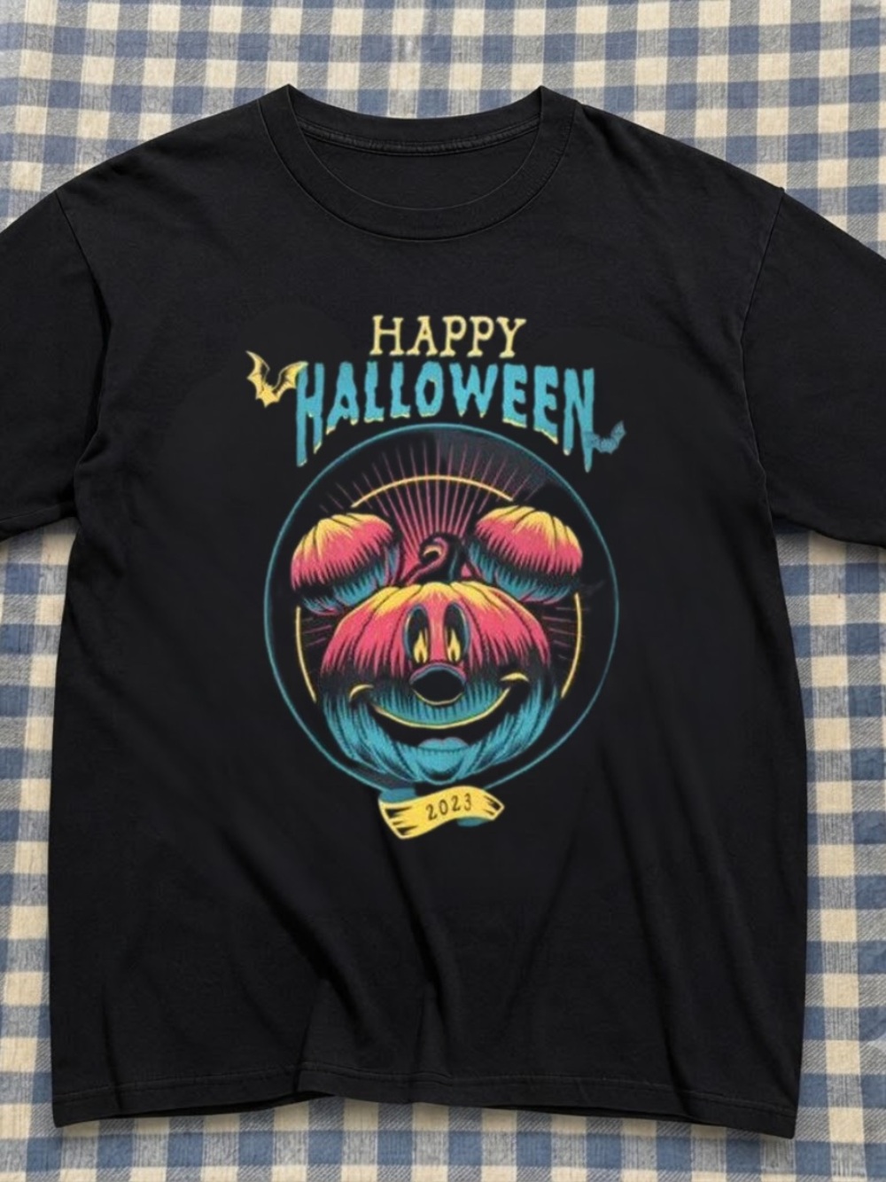 Happy Halloween 2023 Pumpkin Graphic Tee - Black